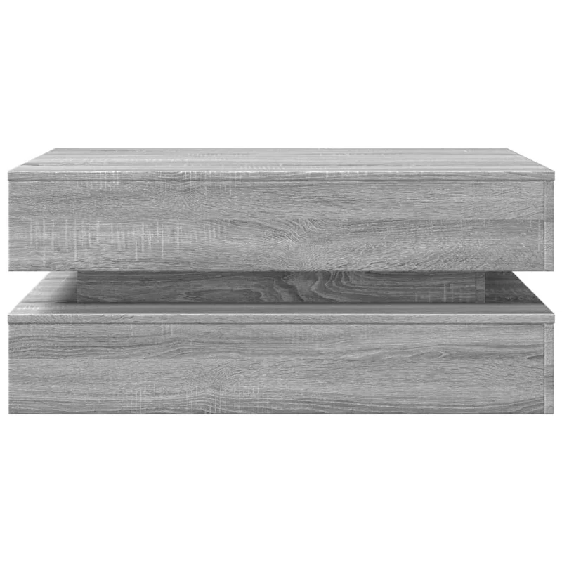 Table basse de salon design moderne avec lumières LED 90 x 50 x 40 cm bois d'ingénierie gris DEC037673
