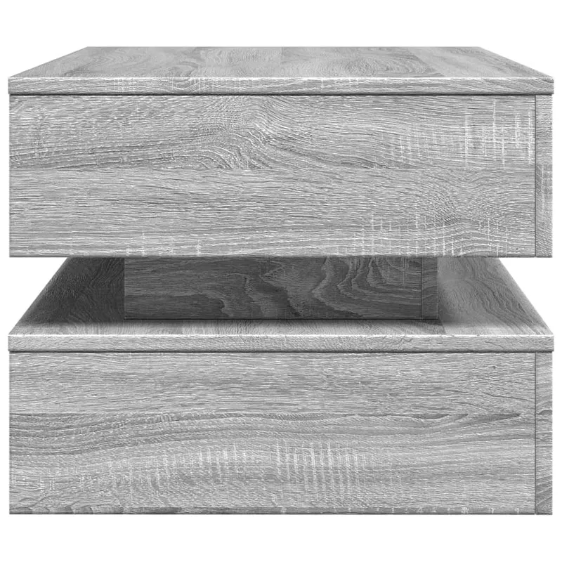 Table basse de salon design moderne avec lumières LED 90 x 50 x 40 cm bois d'ingénierie gris DEC037673