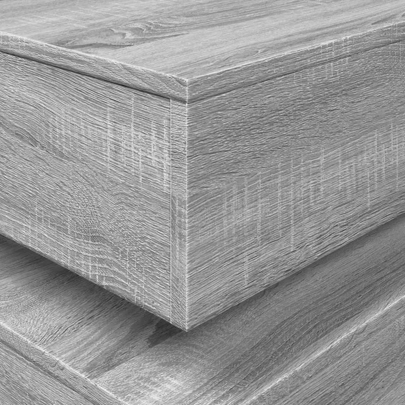 Table basse de salon design moderne avec lumières LED 90 x 50 x 40 cm bois d'ingénierie gris DEC037673