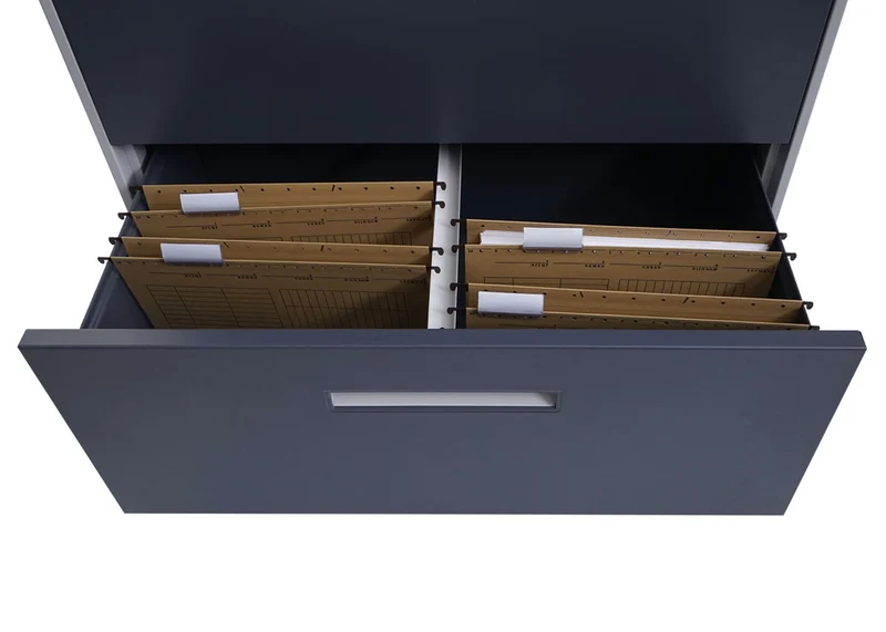 Armoire meuble de bureau avec 3 tiroirs en acier verrouillable 103x76x46 cm gris-gris foncé 04_0006415