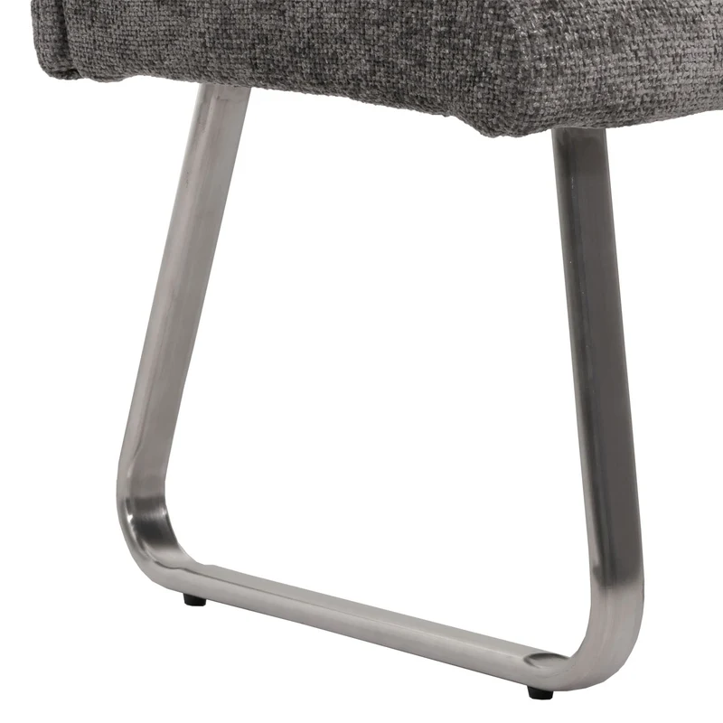 Lot de 2 chaises de salle à manger + banc 160 cm inox brossé en tissu chenille gris foncé 04_0008278