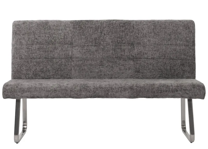 Lot de 2 chaises de salle à manger + banc 160 cm inox brossé en tissu chenille gris foncé 04_0008278