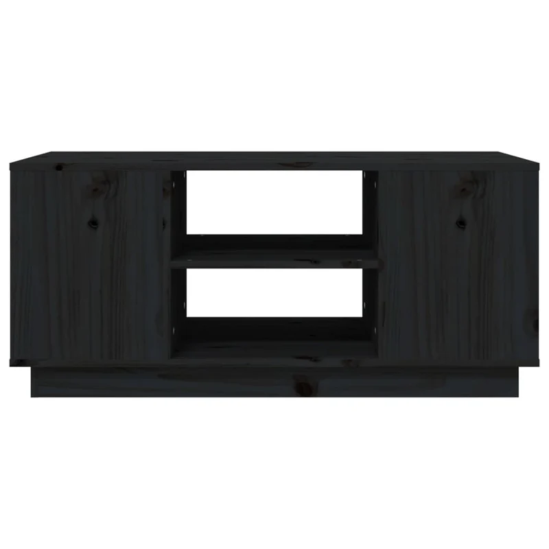 Table basse avec étagères design moderne et contemporain 90 x 49 x 40,5 cm bois massif de pin noir DEC039812