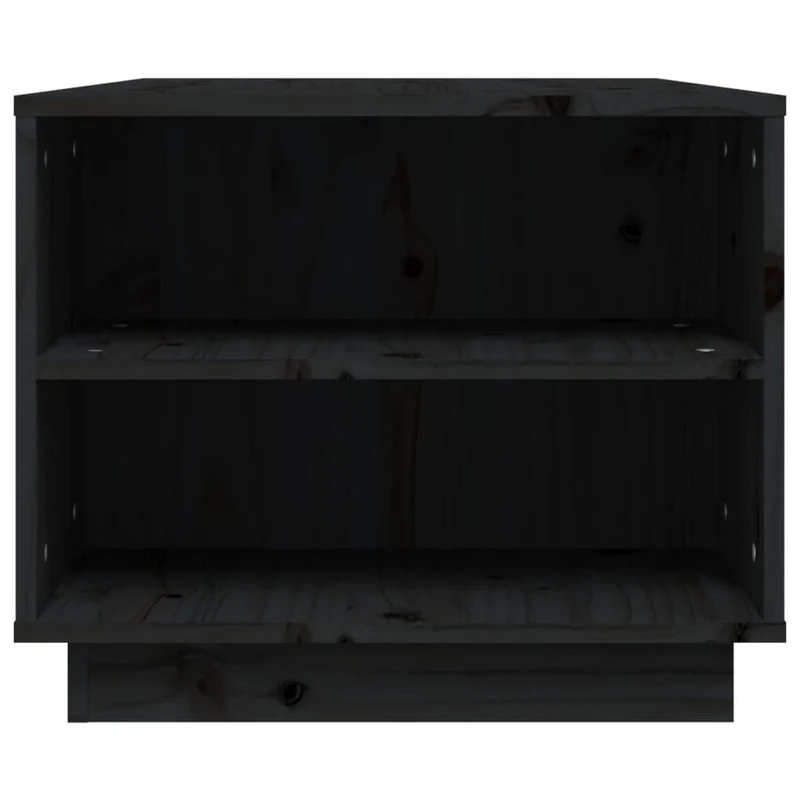 Table basse avec étagères design moderne et contemporain 90 x 49 x 40,5 cm bois massif de pin noir DEC039812