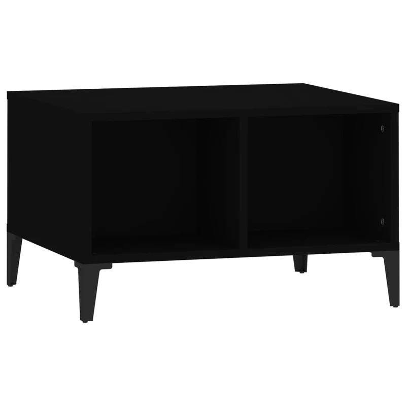 Table basse avec 2 compartiments ouverts design moderne 60 x 50 x 36,5 cm bois d'ingénierie noir et métal DEC039709