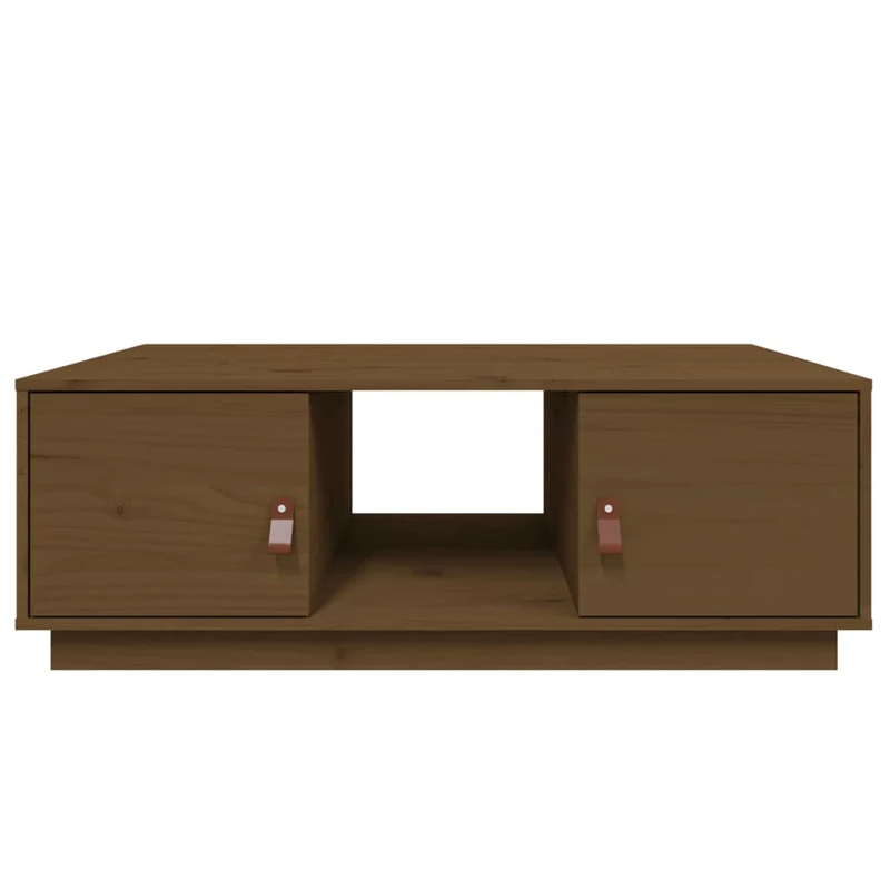 Table basse avec espace de rangement design moderne 100 x 50 x 35 cm bois massif de pin couleur marron miel DEC039459
