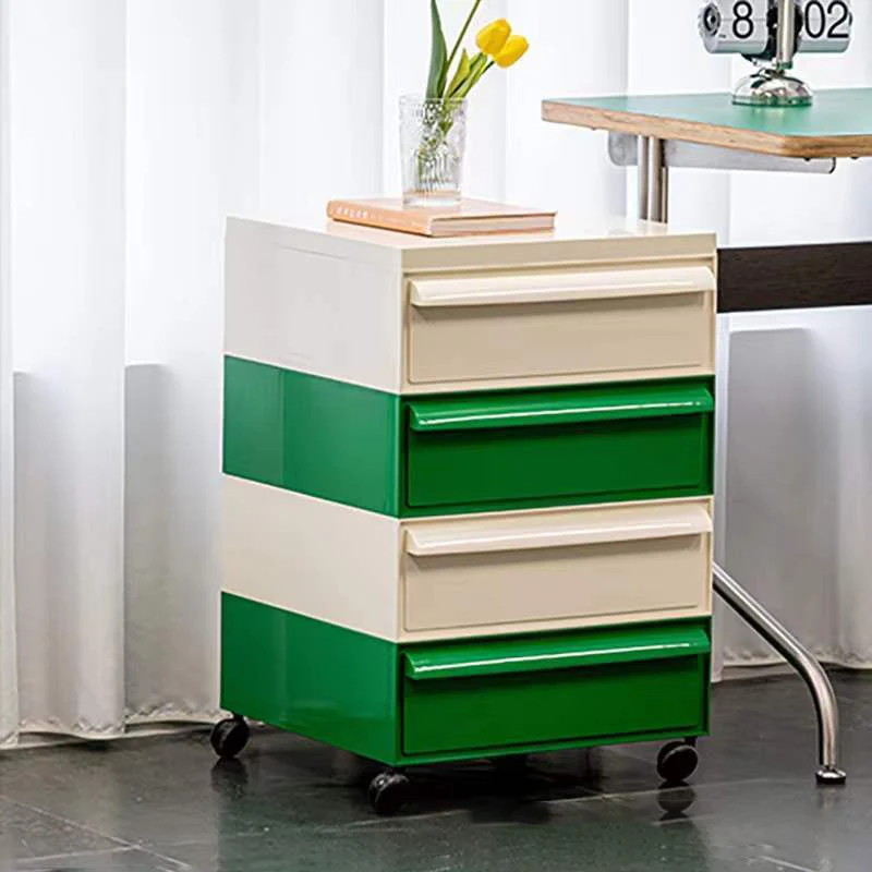Contemporary Nordic Square ABS Rolling Storage Cabinet 4-Drawer For Living Room