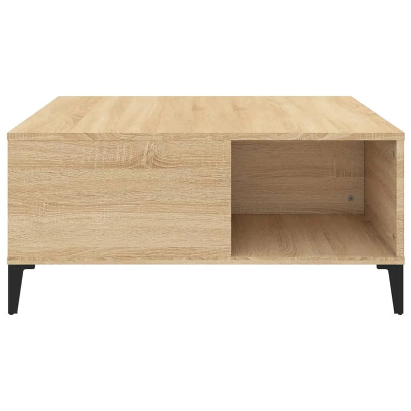 Table basse design moderne 80 x 80 x 36,5 cm bois d'ingénierie couleur chêne et métal DEC039007