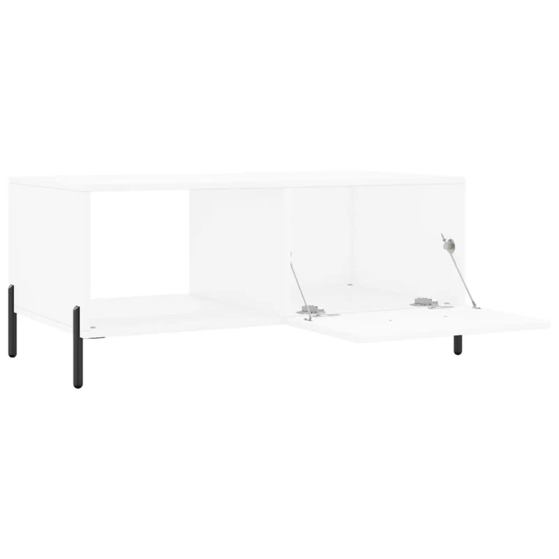 Table basse design moderne et contemporaine 90 x 50 x 40 cm bois d'ingénierie blanc et fer DEC038011