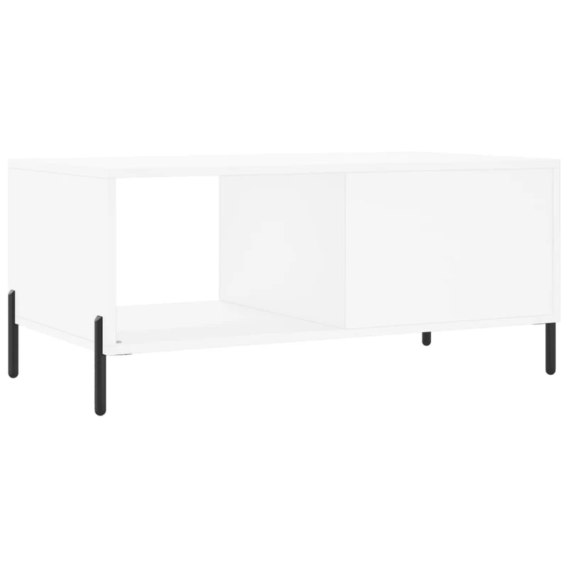 Table basse design moderne et contemporaine 90 x 50 x 40 cm bois d'ingénierie blanc et fer DEC038011
