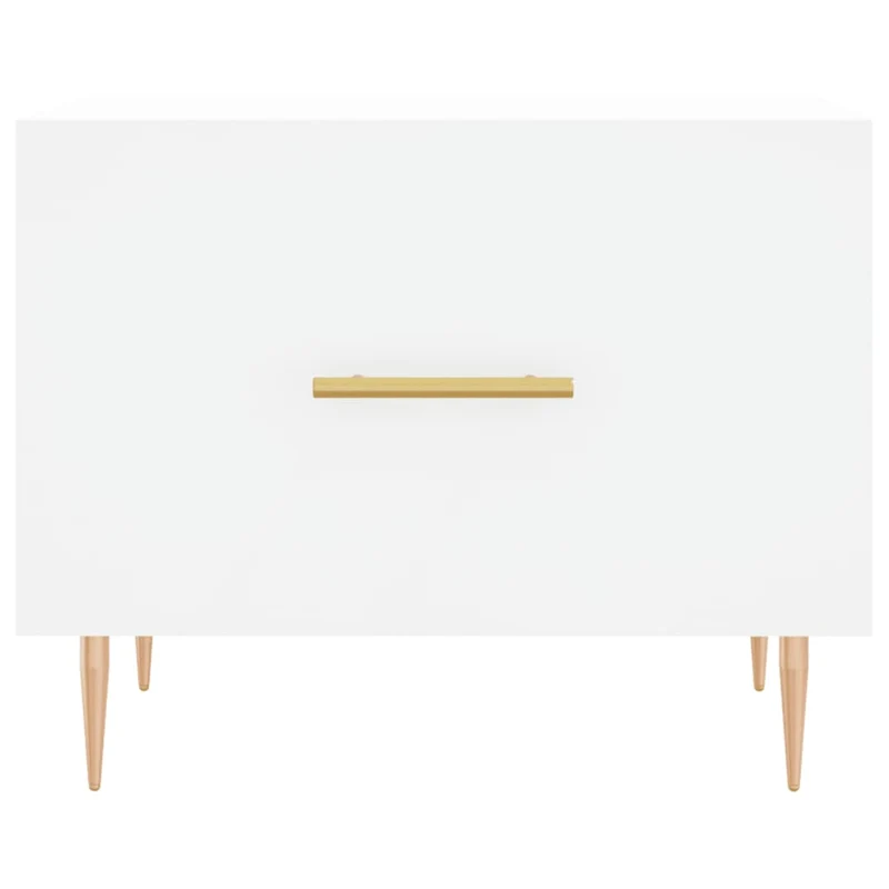 Table basse avec tiroir design moderne et contemporaine 50 x 50 x 40 cm bois d'ingénierie blanc et fer DEC037881