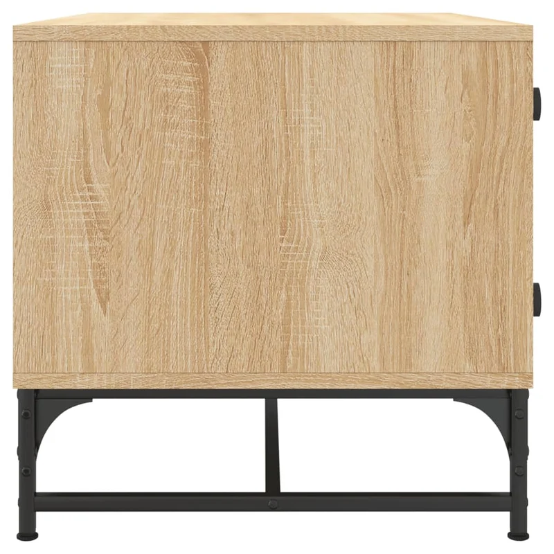 Table basse de salon design moderne avec portes en verre 68,5 x 50 x 50 cm bois d'ingénierie verre et acier DEC037732