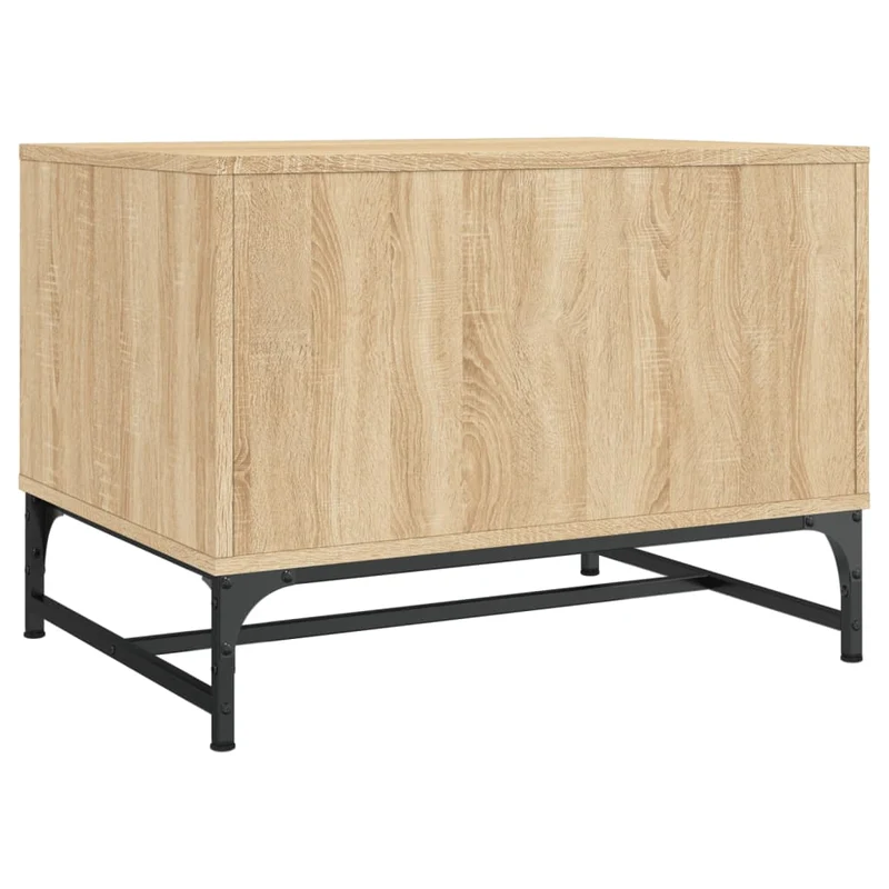 Table basse de salon design moderne avec portes en verre 68,5 x 50 x 50 cm bois d'ingénierie verre et acier DEC037732