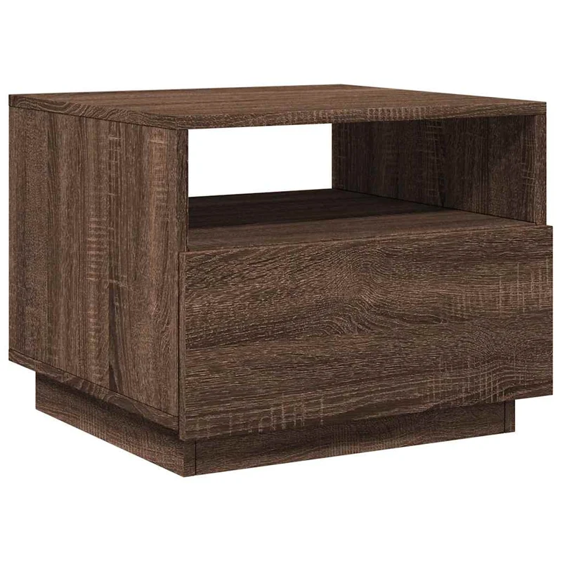 Table basse de salon avec tiroir design moderne avec lumières LED 50 x 49 x 40 cm bois d'ingénierie marron DEC037630