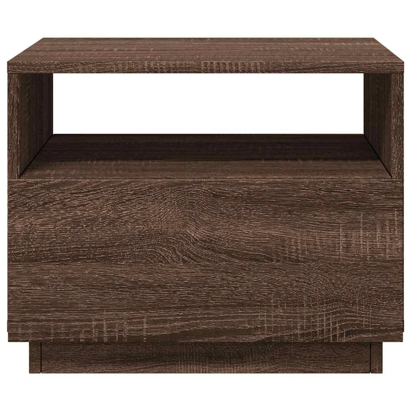Table basse de salon avec tiroir design moderne avec lumières LED 50 x 49 x 40 cm bois d'ingénierie marron DEC037630