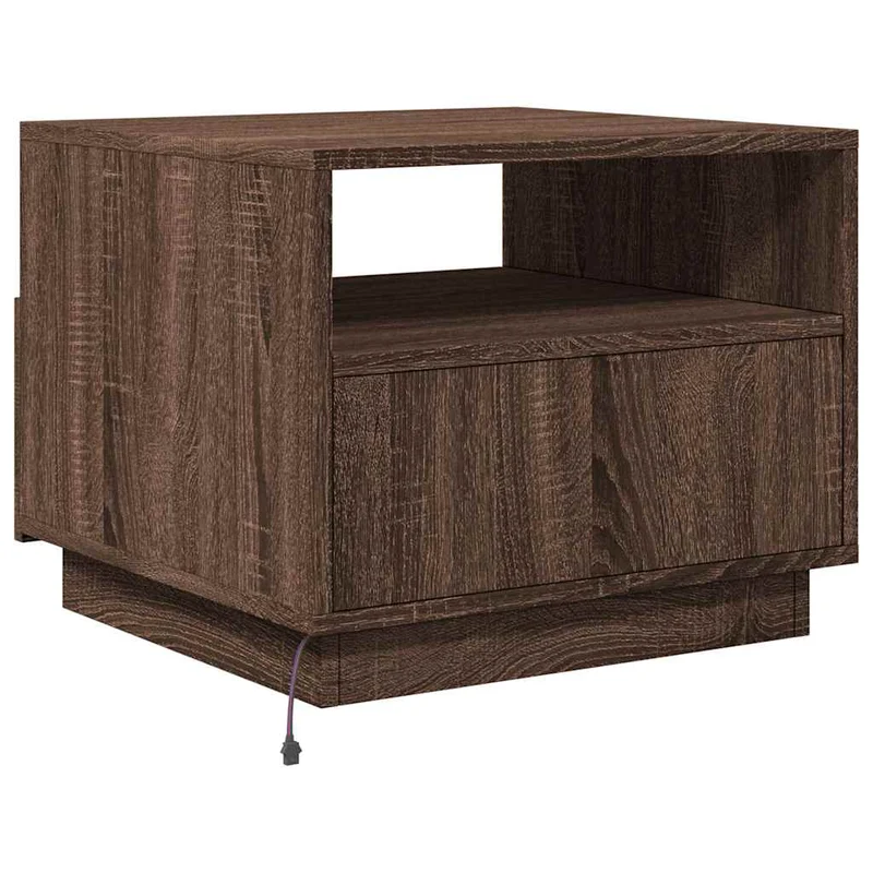 Table basse de salon avec tiroir design moderne avec lumières LED 50 x 49 x 40 cm bois d'ingénierie marron DEC037630