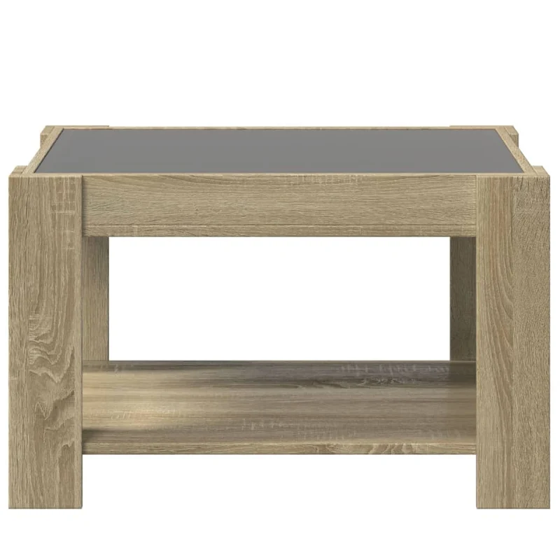Table basse de salon design moderne avec LED 73 x 53 x 45 cm bois d'ingénierie et verre DEC037420