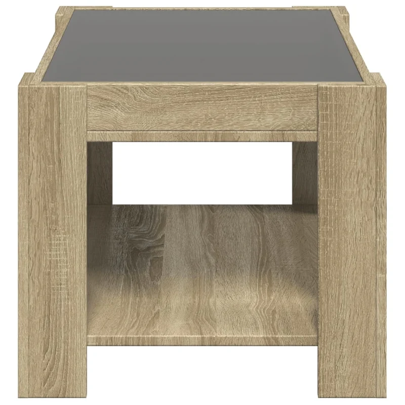 Table basse de salon design moderne avec LED 73 x 53 x 45 cm bois d'ingénierie et verre DEC037420