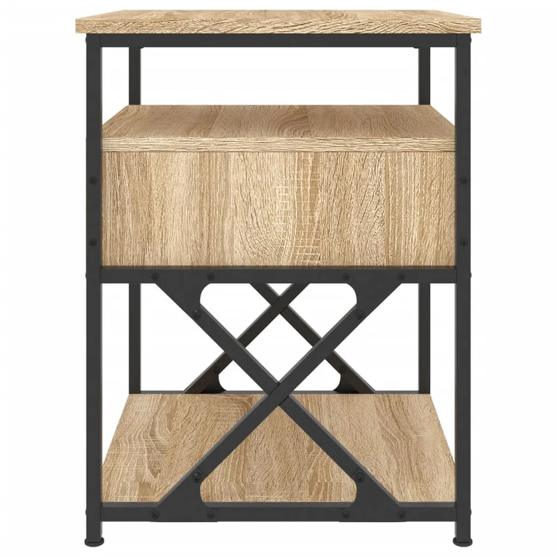 Table de chevet avec tiroir et étagère 40 x 42 x 55 cm bois d'ingénierie couleur chêne et fer DEC033869