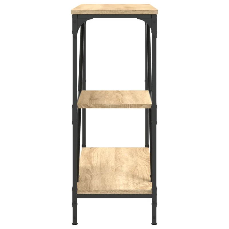 Table console avec étagères style industriel 88,5 x 30 x 75 cm bois d'ingénierie couleur chêne et métal DEC031964