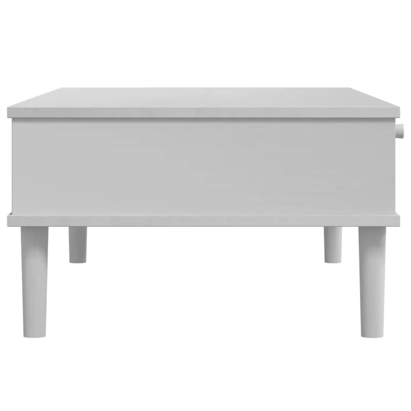 Table basse avec tiroir design moderne et contemporaine aspect rotin 100 x 55 x 33 cm bois massif blanc DEC039921