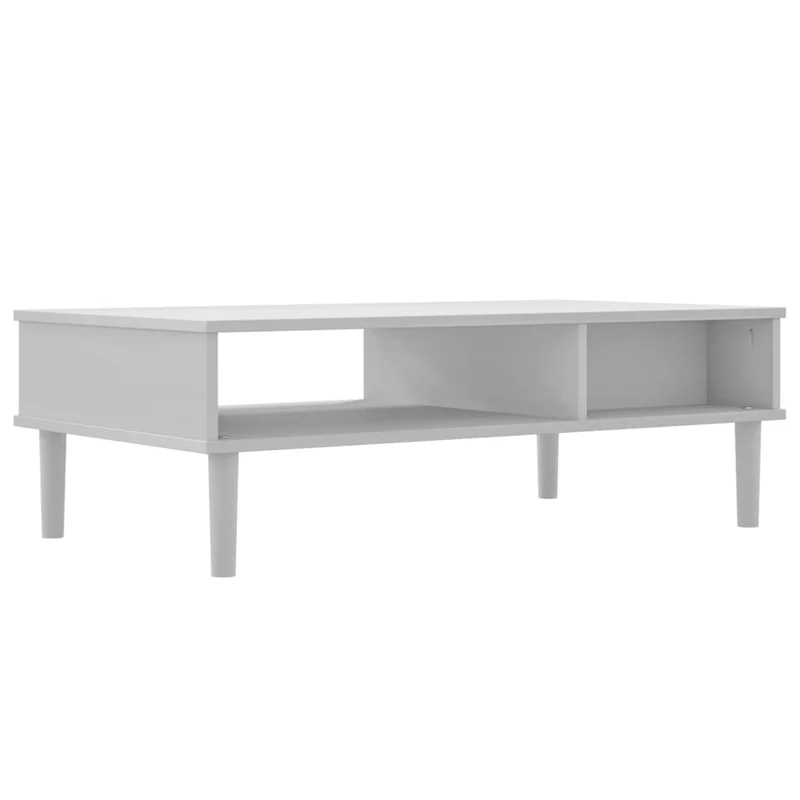 Table basse avec tiroir design moderne et contemporaine aspect rotin 100 x 55 x 33 cm bois massif blanc DEC039921