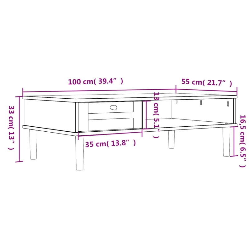 Table basse avec tiroir design moderne et contemporaine aspect rotin 100 x 55 x 33 cm bois massif blanc DEC039921