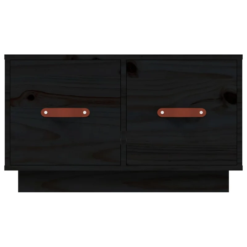 Table basse avec deux tiroirs design moderne et contemporaine 60 x 53 x 35 cm bois massif de pin noir DEC039716