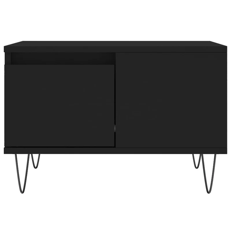 Table basse avec tiroir design moderne et contemporain 55 x 55 x 36,5 cm bois d'ingénierie noir et métal DEC039686