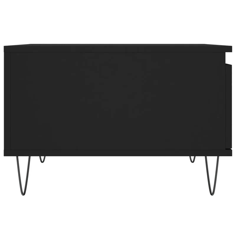 Table basse avec tiroir design moderne et contemporain 55 x 55 x 36,5 cm bois d'ingénierie noir et métal DEC039686