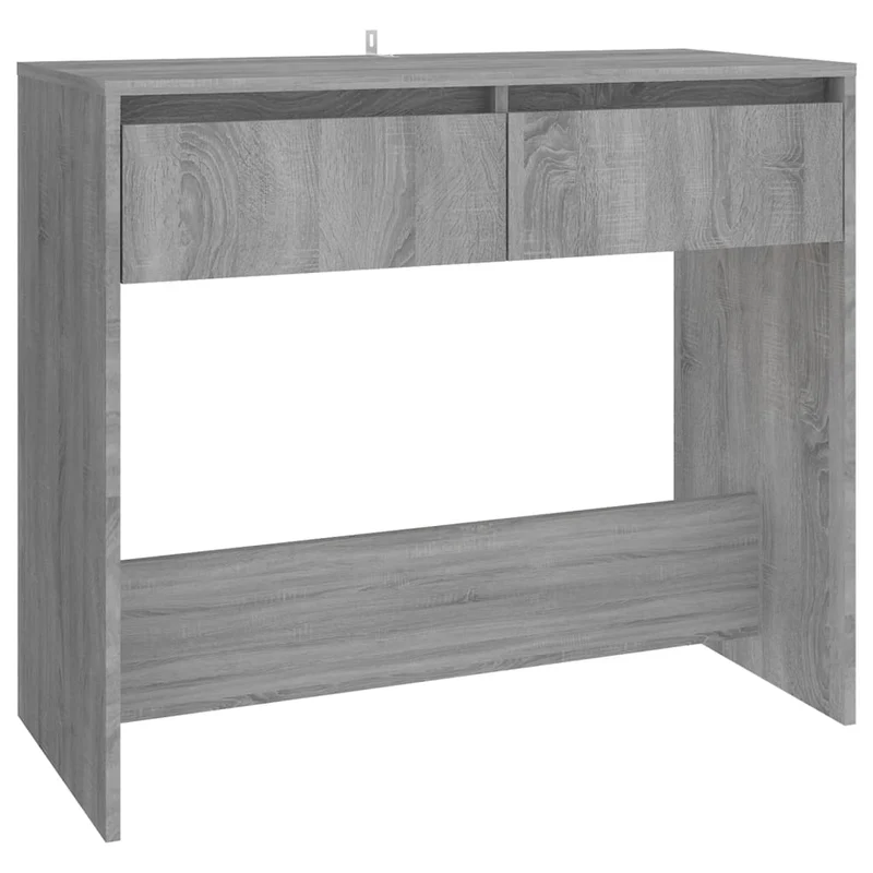 Table console avec deux tiroirs 89 x 41 x 76,5 cm bois d'ingénierie gris DEC032254