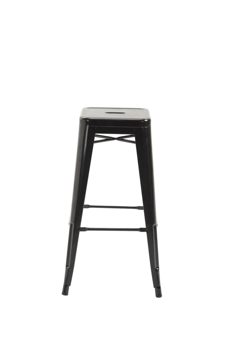 Tabouret de bar chaise haute de comptoir style industriel en métal noir 10_0000144