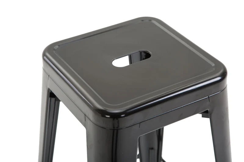 Tabouret de bar chaise haute de comptoir style industriel en métal noir 10_0000144