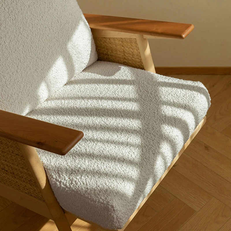 Contemporary Scandinavian Square Rattan Ash Wood Accent Chair Backrest For Living Room