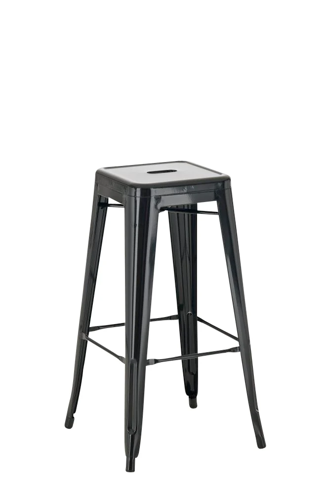 Tabouret de bar empilable avec repose-pieds design industriel factory métal noir 10_0000026