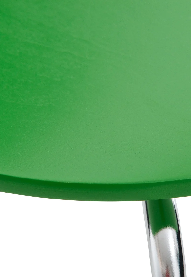 Lot de 4 chaises de cuisine salle à manger empilables dossier arrondi en bois vert et métal chromé 10_0003176