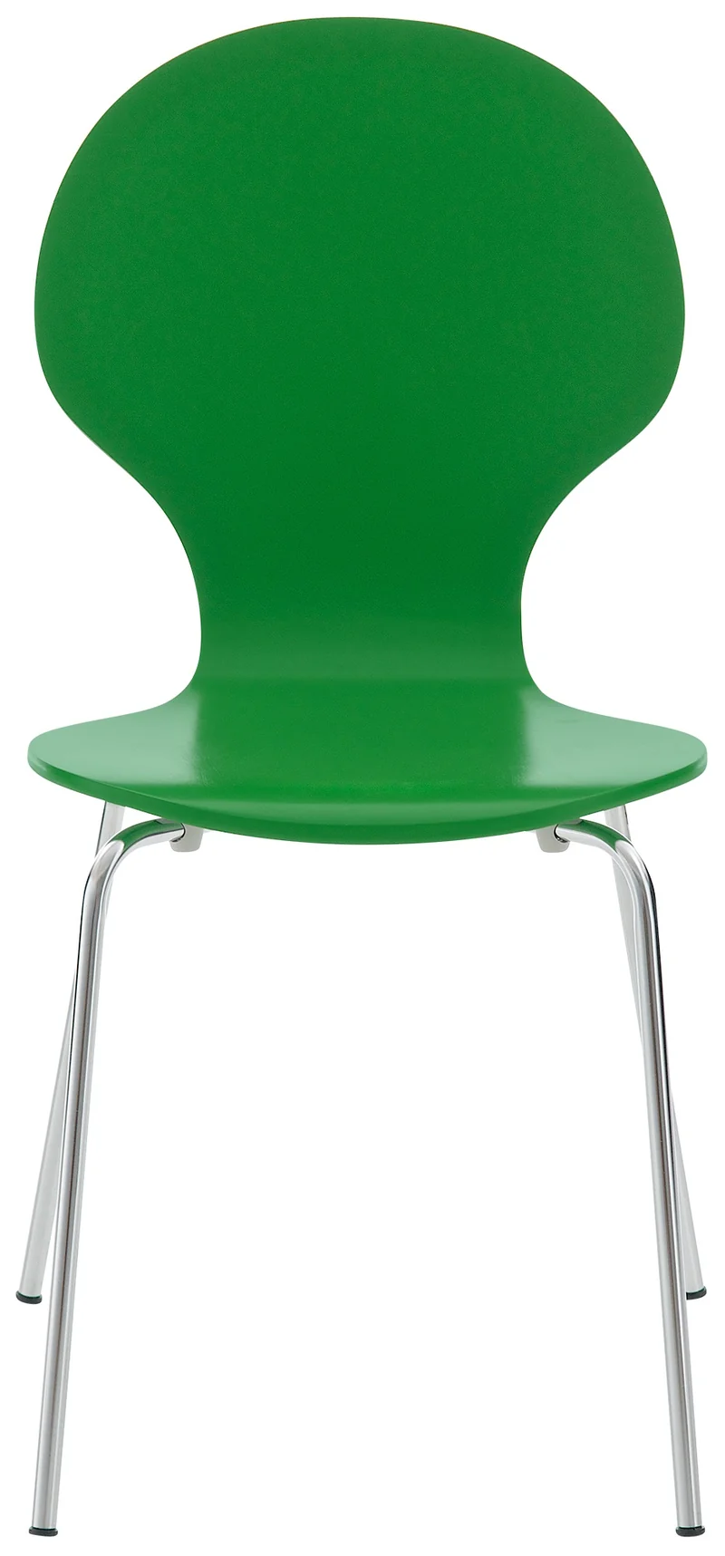 Lot de 2 chaises de cuisine salle à manger empilables dossier arrondi en bois vert et métal chromé 10_0003086