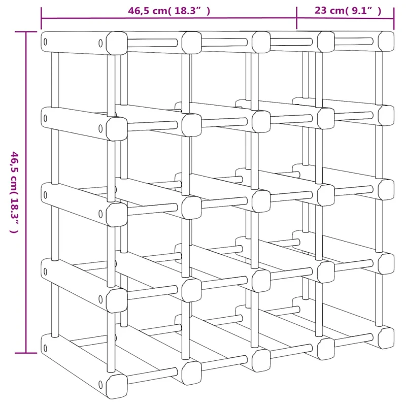 Casier range bouteilles étagère de rangement vin pour 20 bouteilles 46,5 x 23 x 46,5 cm en bois de pin DEC024396
