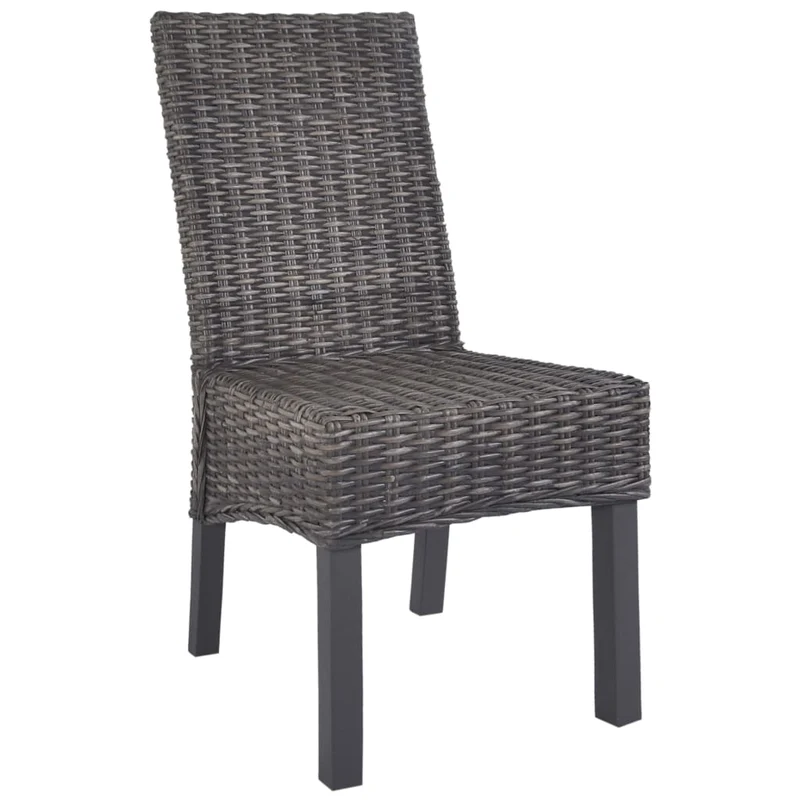 Lot de 2 chaises de salle à manger cuisine marron Rotin kubu et bois de manguier CDS020703