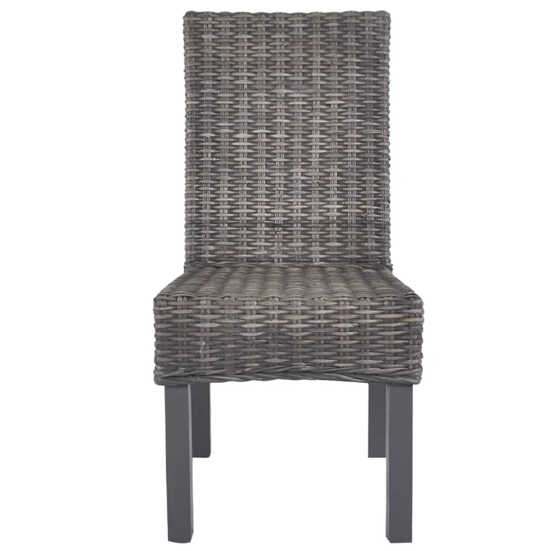 Lot de 2 chaises de salle à manger cuisine marron Rotin kubu et bois de manguier CDS020703