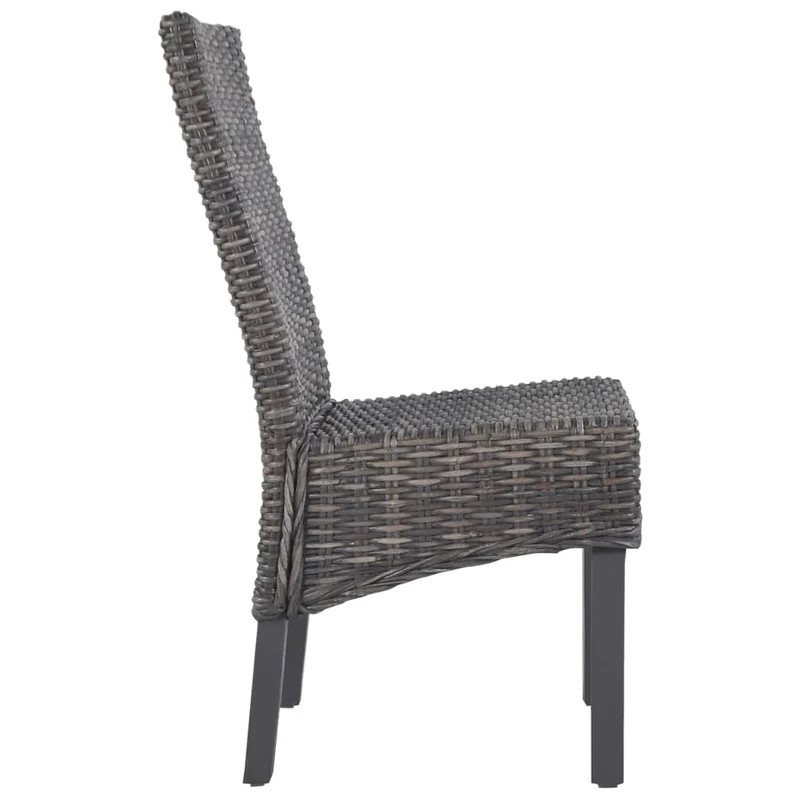 Lot de 2 chaises de salle à manger cuisine marron Rotin kubu et bois de manguier CDS020703