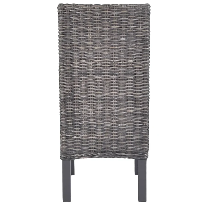 Lot de 2 chaises de salle à manger cuisine marron Rotin kubu et bois de manguier CDS020703