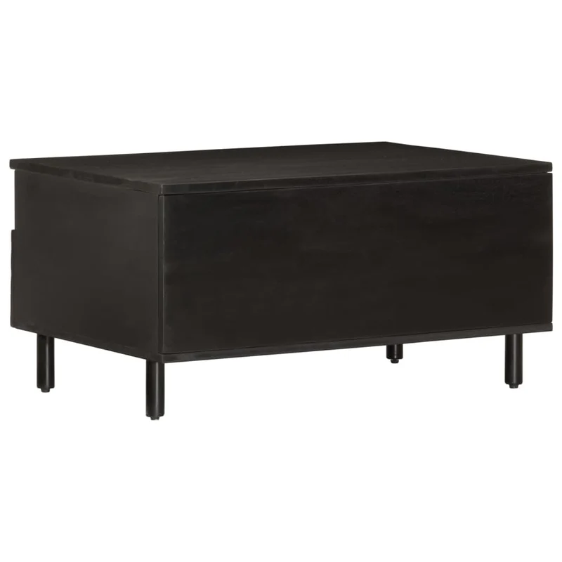 Table basse avec tiroirs design moderne et contemporain 80 x 54 x 40 cm bois massif de manguier noir et fer DEC039780