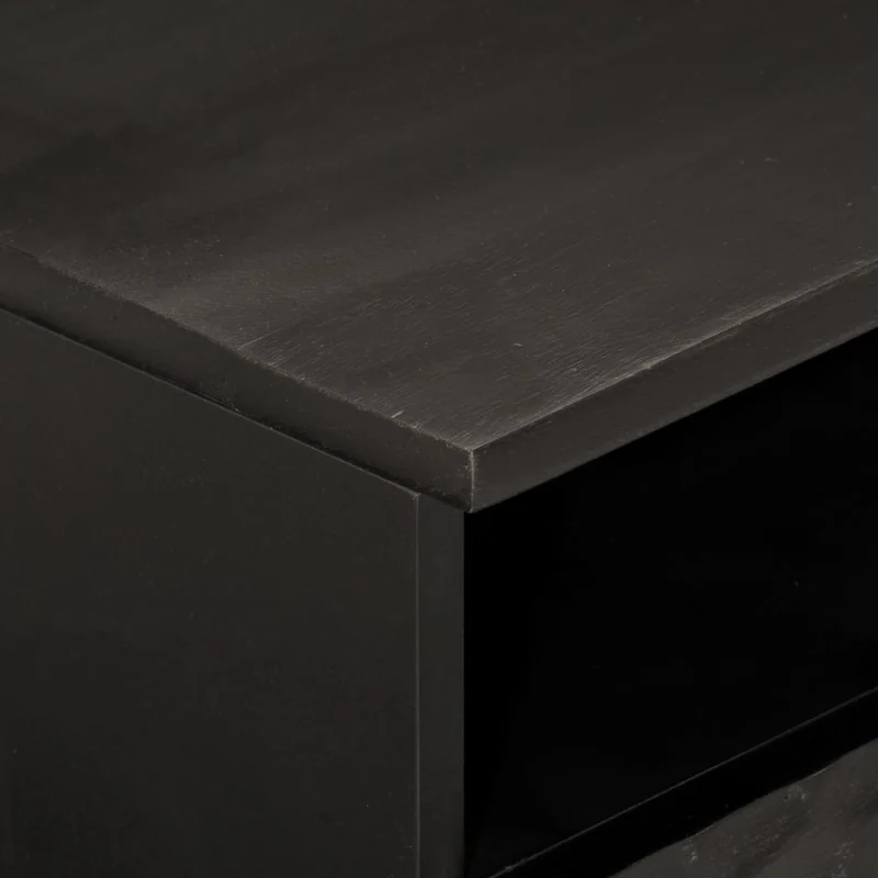 Table basse avec tiroirs design moderne et contemporain 80 x 54 x 40 cm bois massif de manguier noir et fer DEC039780