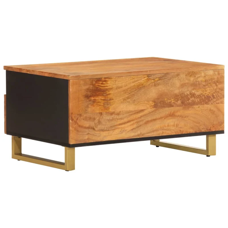 Table basse avec tiroirs design moderne et contemporaine et 80 x 54 x 40 cm bois de massif manguier MDF et fer DEC039450
