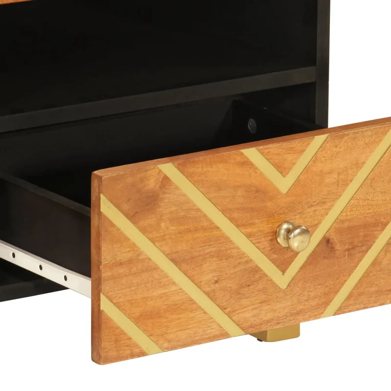 Table basse avec tiroirs design moderne et contemporaine et 80 x 54 x 40 cm bois de massif manguier MDF et fer DEC039450