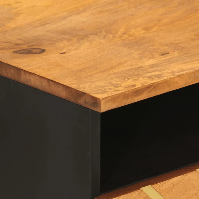 Table basse avec tiroirs design moderne et contemporaine et 80 x 54 x 40 cm bois de massif manguier MDF et fer DEC039450