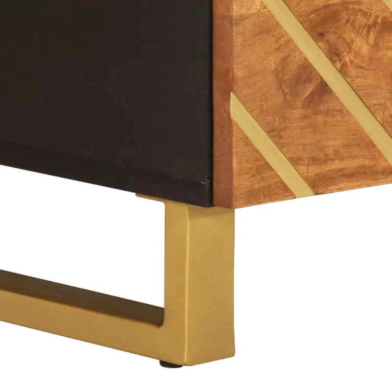 Table basse avec tiroirs design moderne et contemporaine et 80 x 54 x 40 cm bois de massif manguier MDF et fer DEC039450