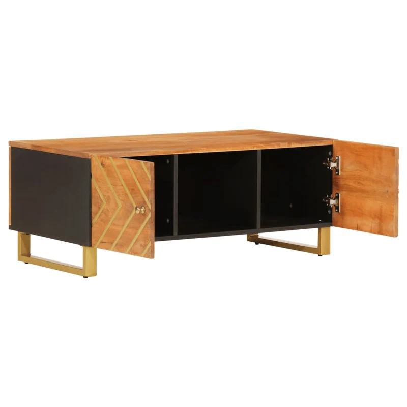 Table basse design moderne et contemporaine et 100 x 54 x 40 cm bois massif de manguier MDF et fer DEC039447