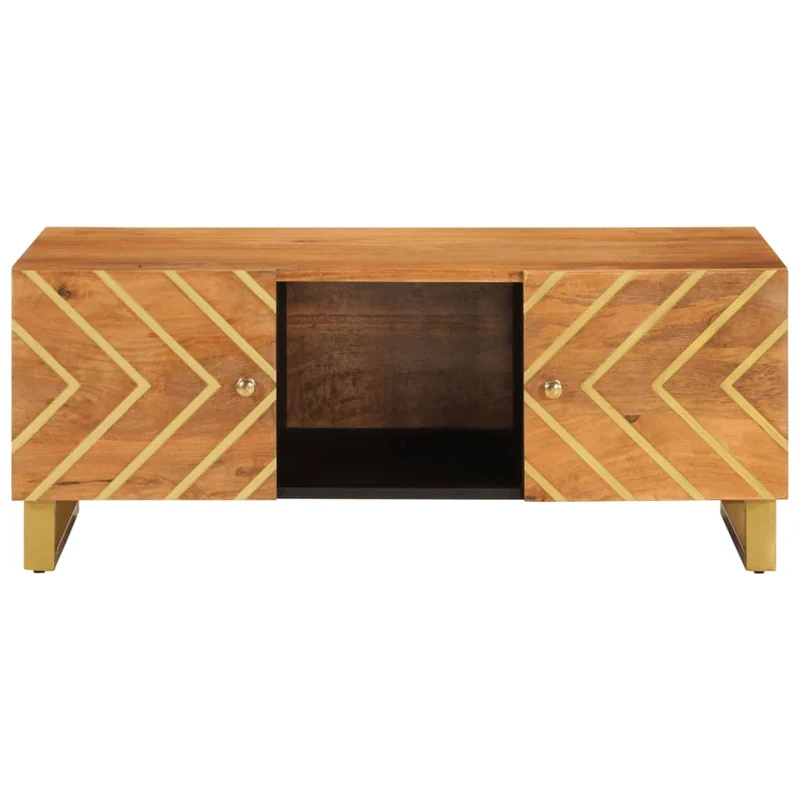 Table basse design moderne et contemporaine et 100 x 54 x 40 cm bois massif de manguier MDF et fer DEC039447